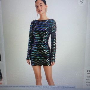 NWT Lulu’s exceptional radiance, black, iridescent, sequin, backless, mini dress